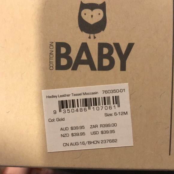 Cotton On gold tassel moccasins 6-12 months w box - Picture 4 of 6